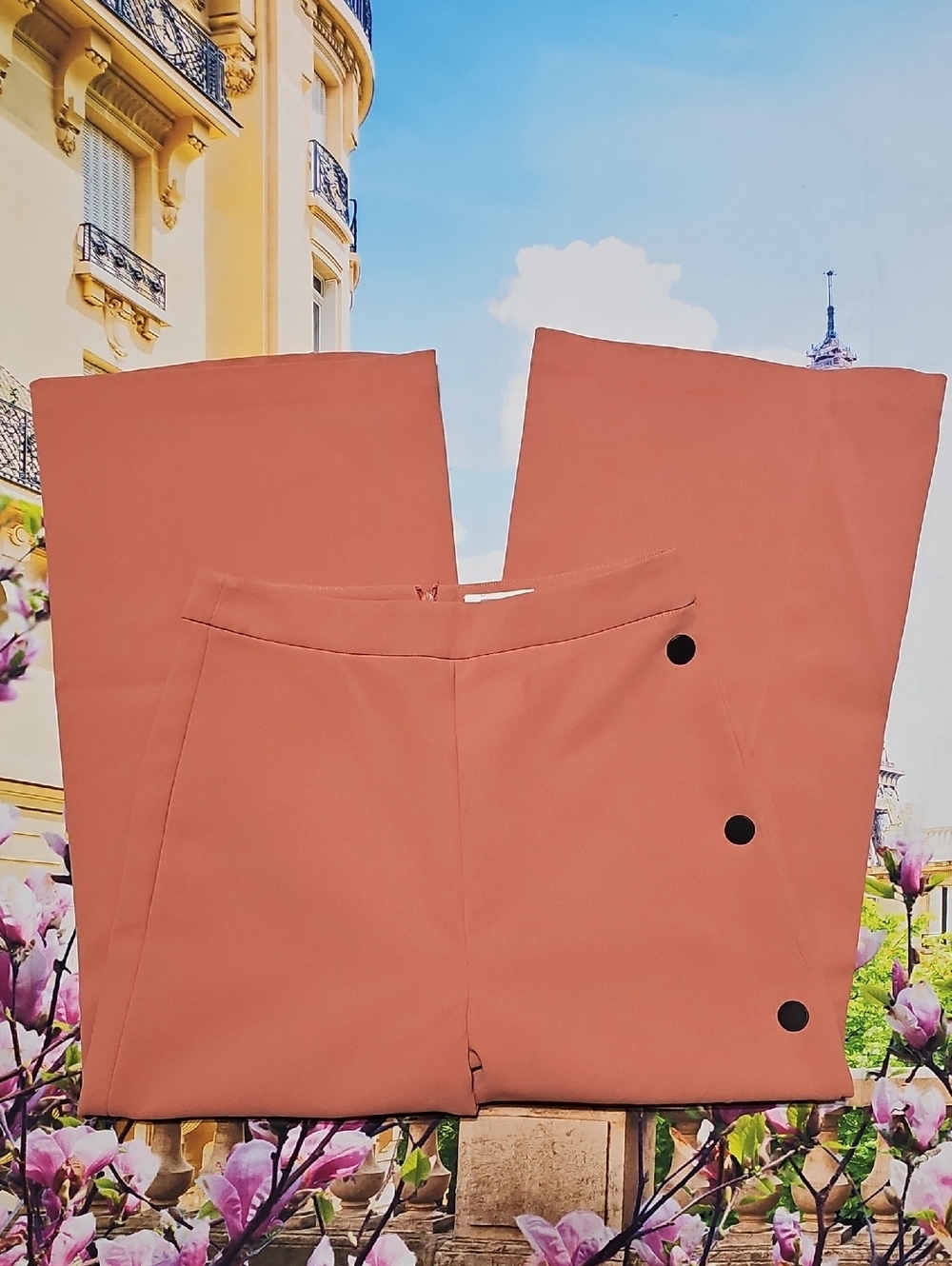 C/MEO Collective High Rise Wide‎ Leg Peach Crop Pants Size Small